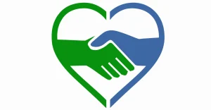 Handshake inside of a heart outline