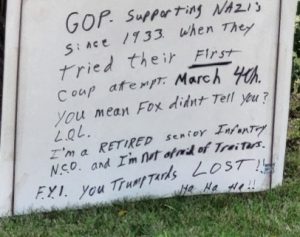 Yard with pathetic insults
