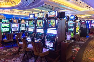 Slot machines at Monte Carlo hotel, Las Vegas