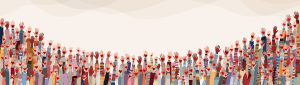A crowd of raised hands