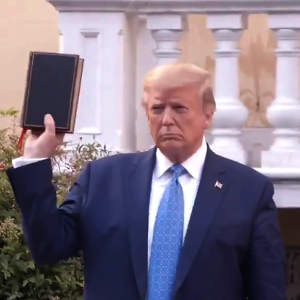 Donald Trump holding a Bible at St. John's Church
