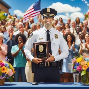 Officer receiving award
