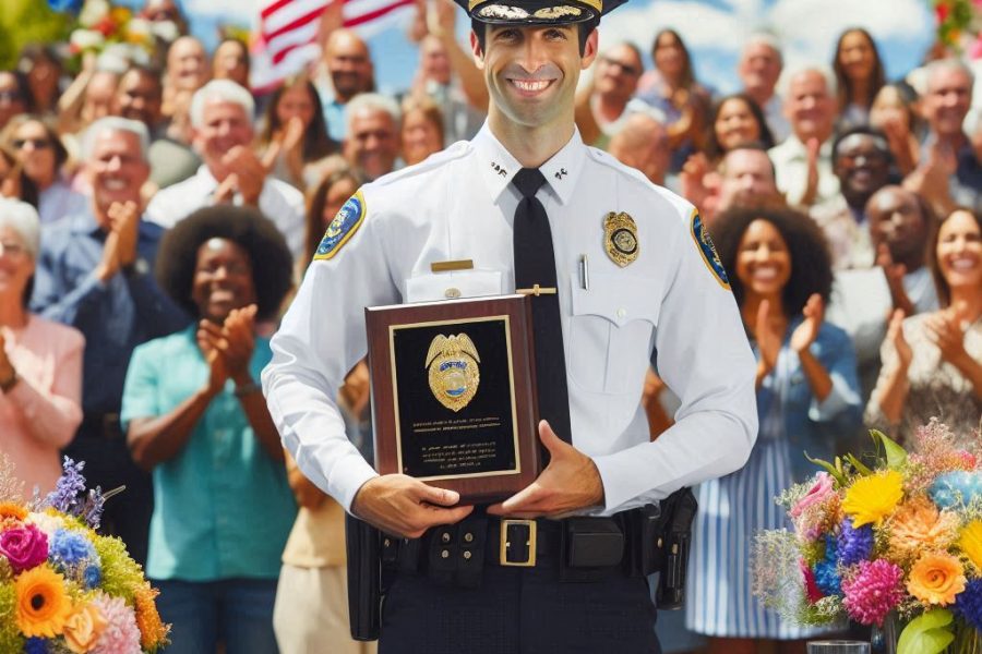 Officer receiving award