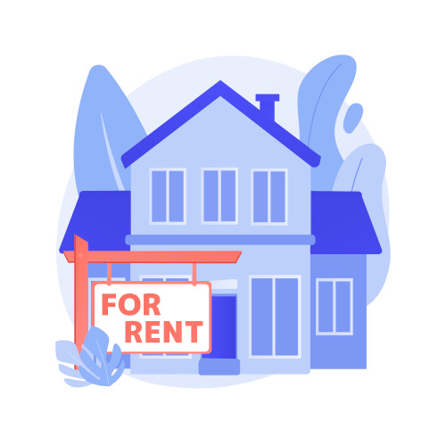 House for rent abstract concept vector illustration. Booking house online, best rental property, real estate service, accommodation marketplace, rental listing, monthly rent abstract metaphor.